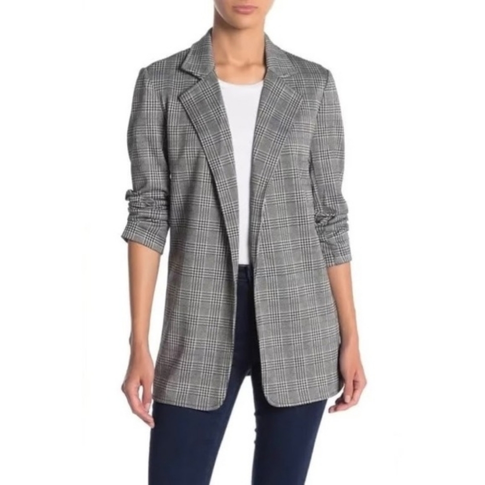 Philosophy Plaid Notch Lapel Blazer Houndstooth Black/White Cut & Sewn Med New